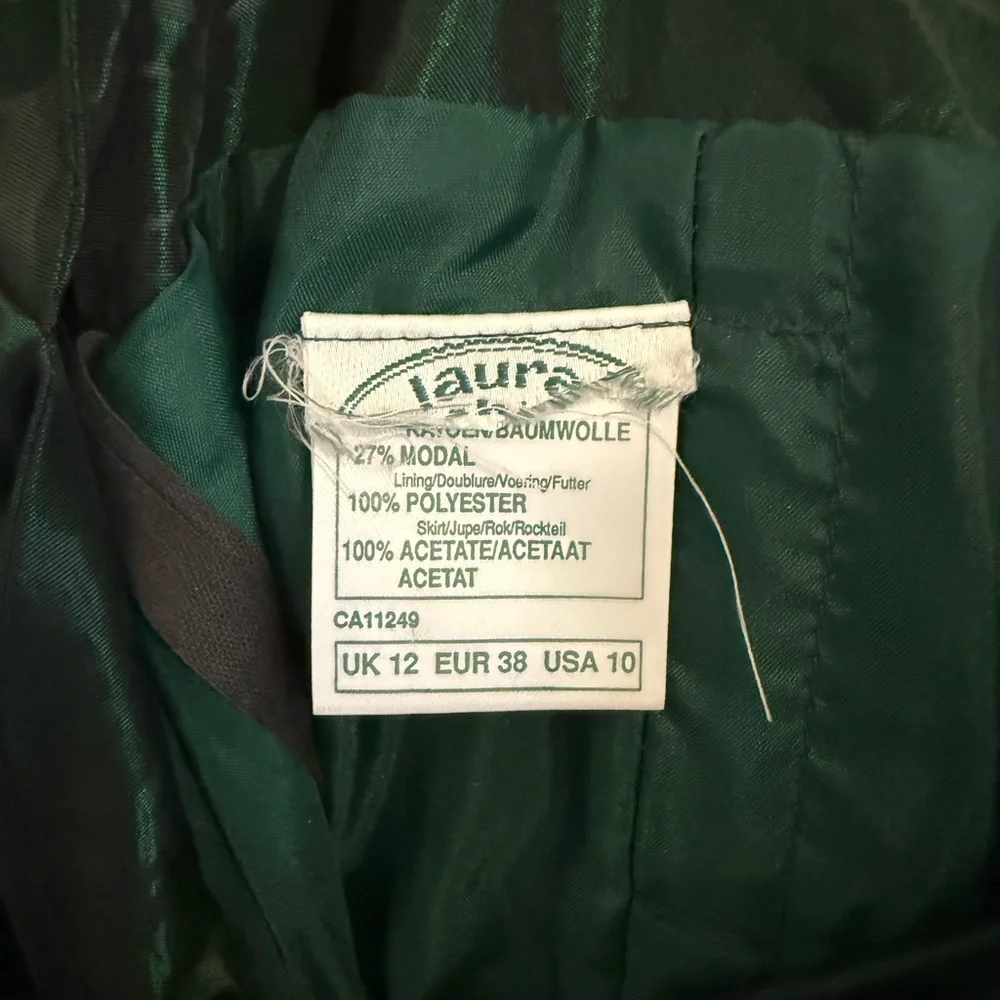Laura Ashley Vintage Green Velvet and Taffeta Party Mini Dress - Picture 6 of 6